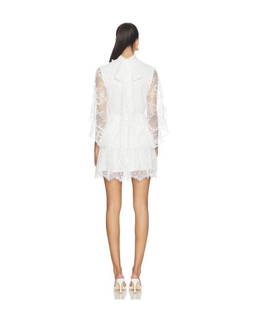 Bardot White Norah Ruffle Lace Mini Dress