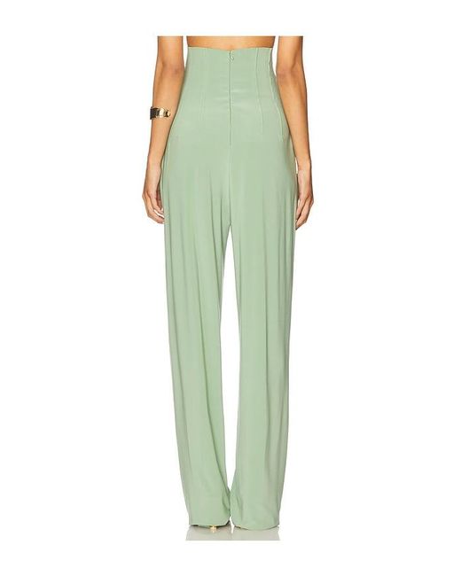 Norma Kamali Green High Waist Tailored Pleat Pant