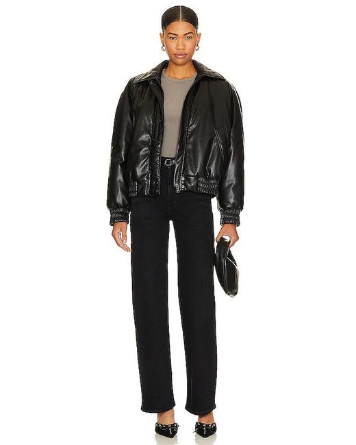 Agolde Black Harper Mid Rise Wide Straight Jeans