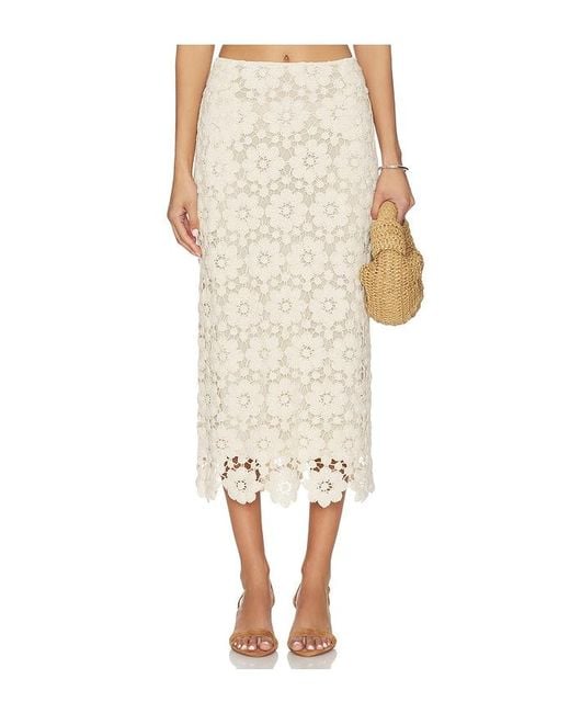 Bardot Natural Veneta Crochet Midi Skirt