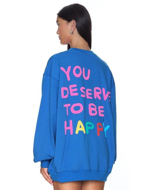 The Mayfair Group Blue You Deserve To Be Happy Crewneck