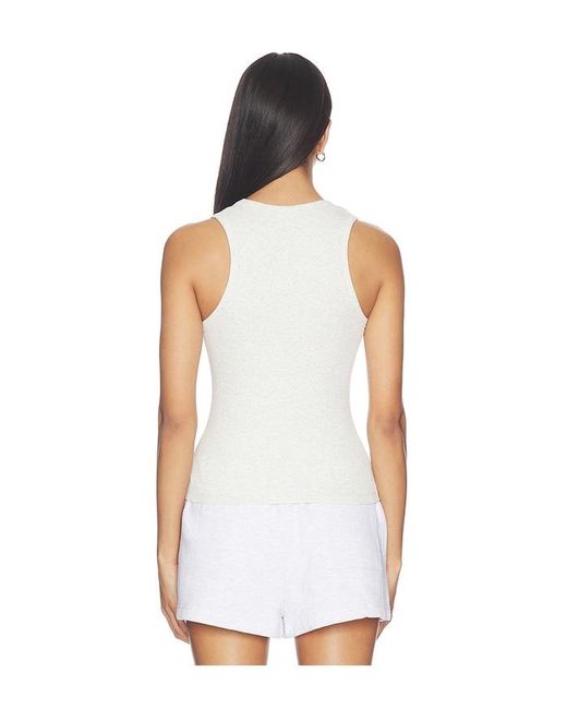 Gold Hinge White Ribbed Cotton Tank Top