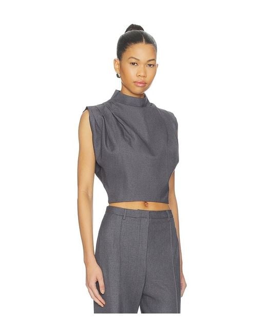 AEXAE Blue Twill Clouched Crop Top