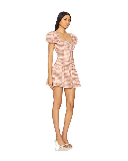 For Love & Lemons Purple Georgia Gingham Short Sleeve Mini Dress
