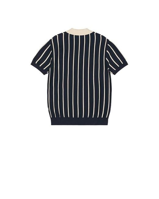 Rhythm Black Striped Knit Polo for men