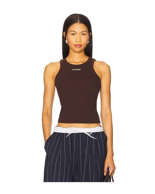 we11done Blue Minimal Logo Tank Top