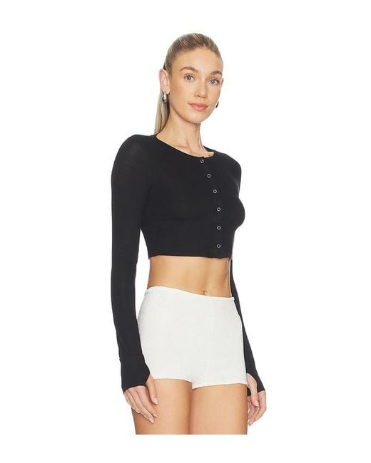 Michael Lauren Black Yosef Snap Front Crop Top