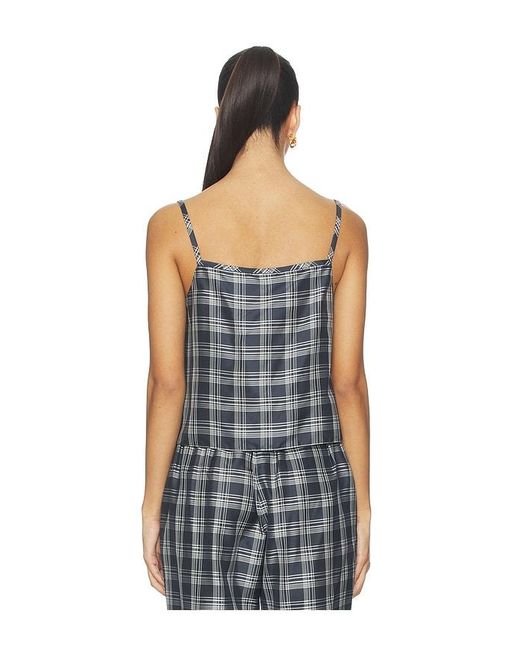 Theory Blue Bind Strap Plaid Top