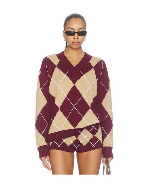 Lovers + Friends Red Lunaria Argyle Sweater