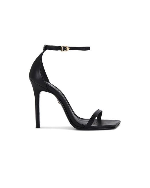 SCHUTZ SHOES Black Leather Ankle-Strap Stiletto Sandals