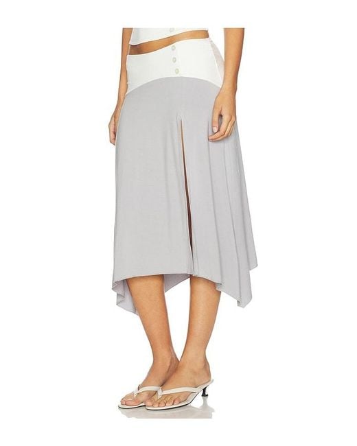Tiger Mist Gray Curved Yoke Hi Lo Skirt