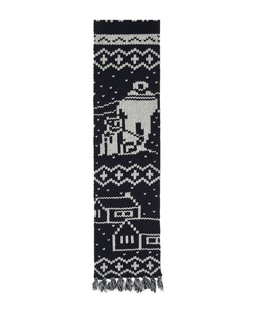 Beams Plus White Muffler Jacquard Nordic Pattern Scarf for men