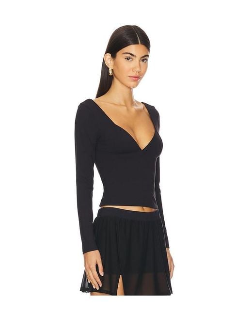 Free People Black X Intimately Fp Duo Corset Long Sleeve Cami