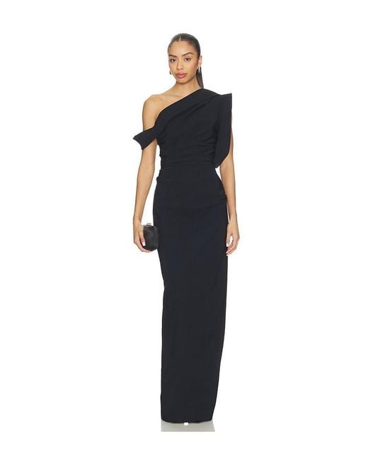 Rachel Gilbert Black Rowana One Shoulder Gown