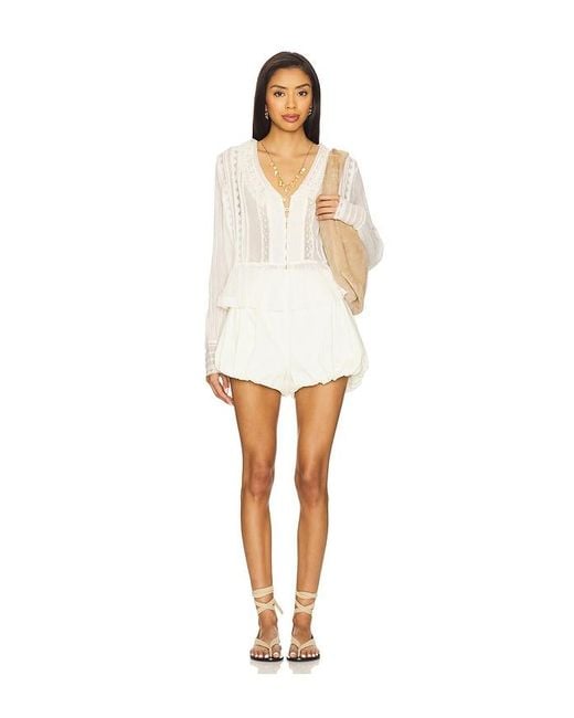 Free People White Elodie Blouse