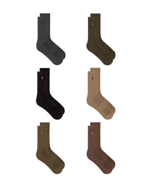 Polo Ralph Lauren Black Performance Cotton Crew Socks 6-Pack for men