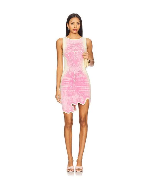 Ph5 Red Hazel Denim Print Mini Dress