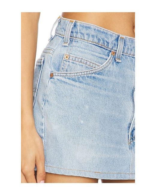 aligrace Blue Vintage Hemmed Mini Skirt