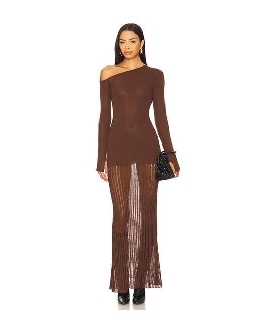 Seven Wonders Brown Greta One Shoulder Maxi Dress