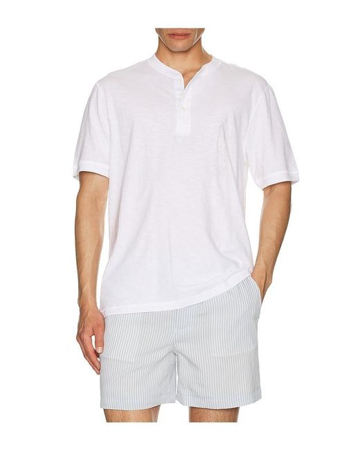 Faherty Brand White Short Sleeve Sunwashed Henley for men