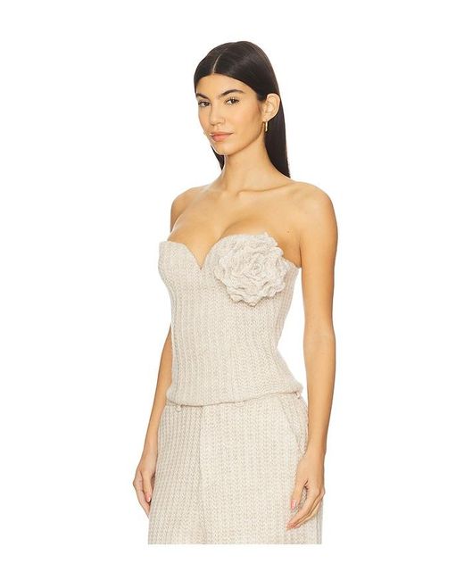 GIUSEPPE DI MORABITO Natural Rosette Strapless Top