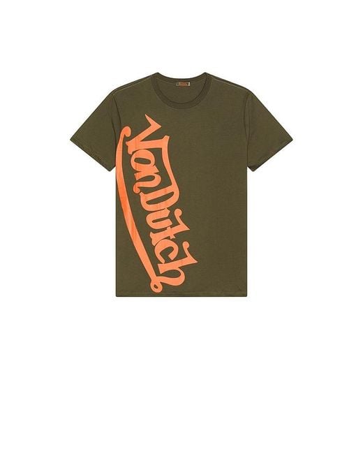 Von Dutch Orange Vertical Logo Tee for men