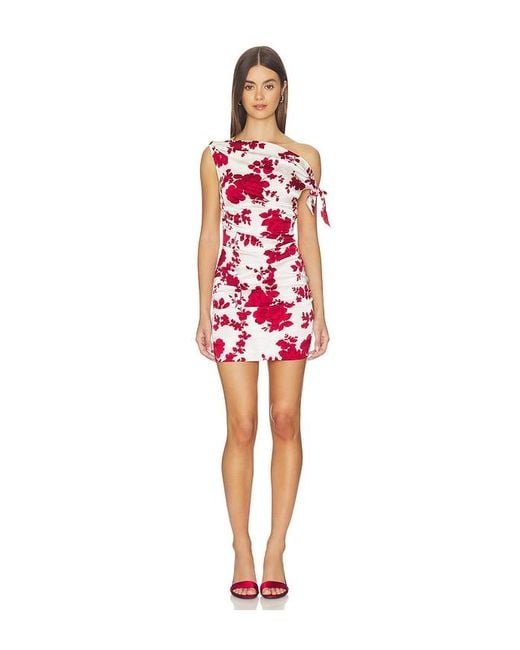 SWF Red Ruched One Shoulder Mini Dress