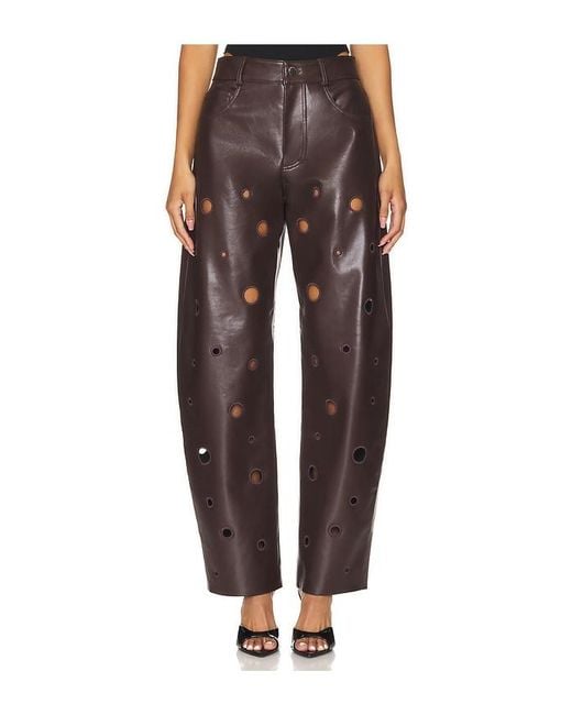 Lamarque Multicolor Perforated Leather Straight-Leg Pants