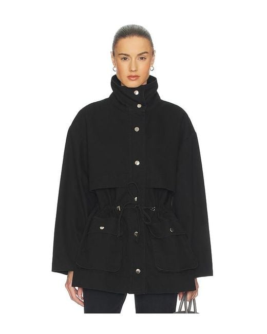 Helsa Black Garment Washed Utility Jacket