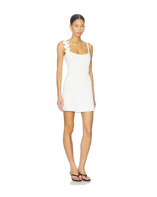 AMUR White Deedra Floral Knit Midi Dress