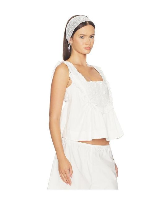For Love & Lemons White Laura Eyelet Top