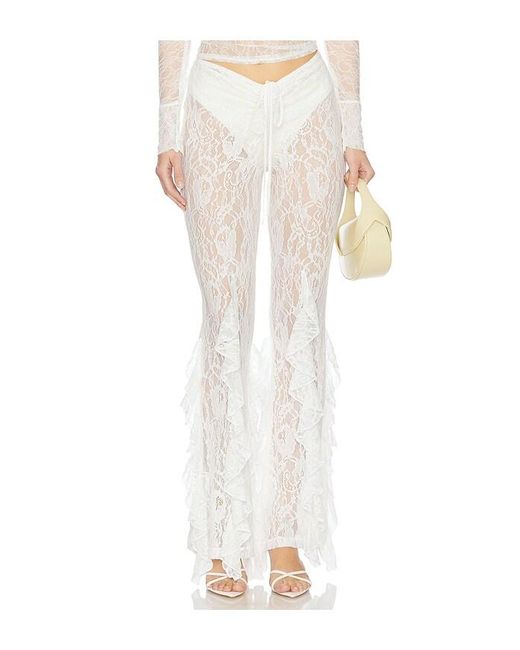 Leslie Amon ラッフルパンツ White