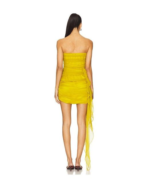 The Sei Yellow Strapless Mini Dress With Ruffle