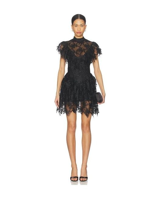 Bardot Black Tarryn Ruffle Lace Mini Dress