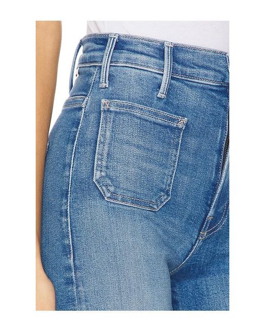 Mother Blue The Hustler Roller Patch Pocket Sneak Jeans