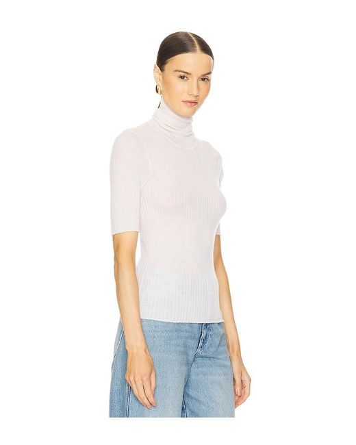 SPRWMN White Short Sleeve Turtle Neck Top