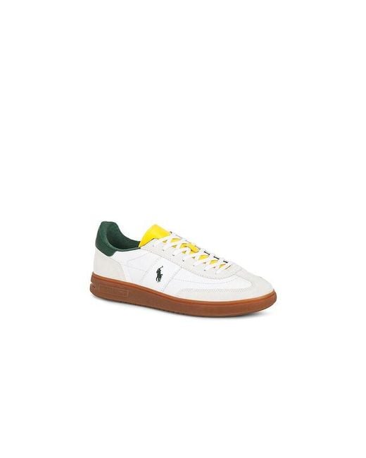 Polo Ralph Lauren White Bedford Leather And Suede Low Top Sneaker for men