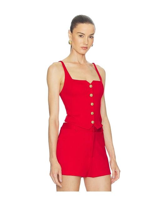 Alice + Olivia Red Kelcey Button Front Top