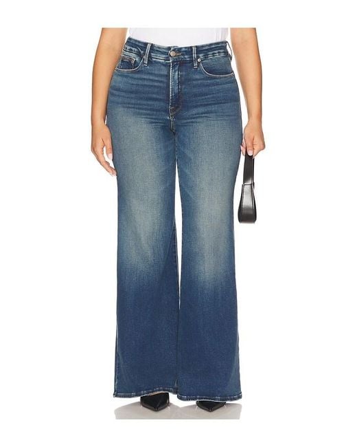 GOOD AMERICAN Blue Soft Tech Good Waist Palazzo Jeans