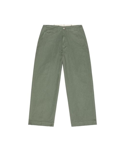 Beams Plus Green Mil Trousers Herringbone for men