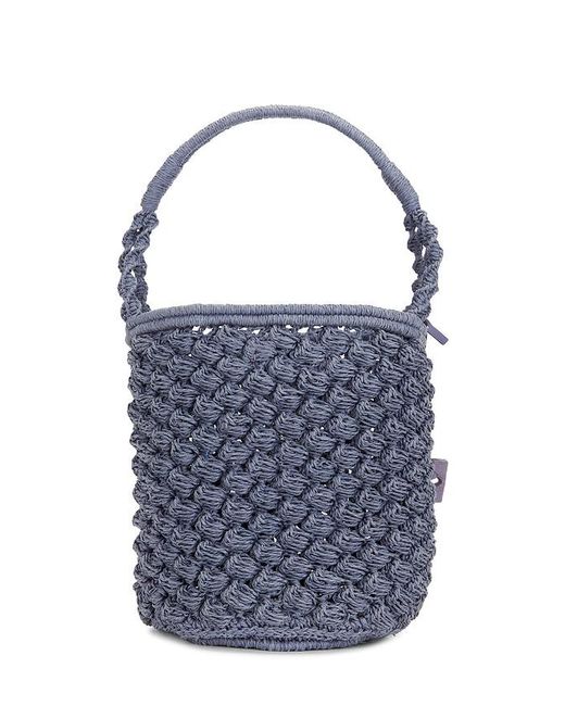 Tory Burch Blue Handgehäkelte Beuteltasche Mit Popcorn-Muster Ella