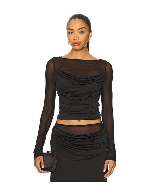 Runaway the Label Black Wilona Sleeved Cowl Top