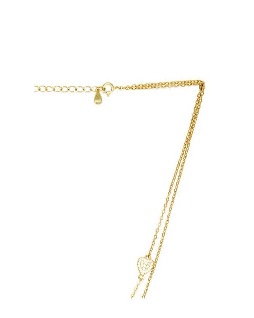 Mazin Jewels Metallic Pave Heart Lariat Necklace
