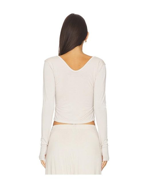Michael Lauren White Aziel Long Sleeve Cross Front Tee