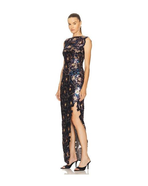 Bronx and Banco Black Zinna Embriodered Gown