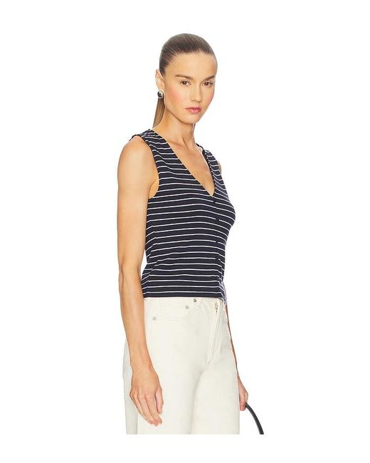 Rag & Bone Blue Knit Stripe Button Up Tank Top
