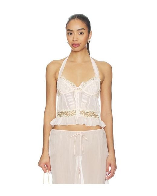 For Love & Lemons Natural Gilded Lace Bustier