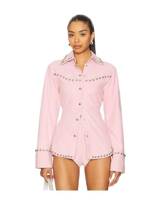 retroféte Pink Palmira Suede Shirt