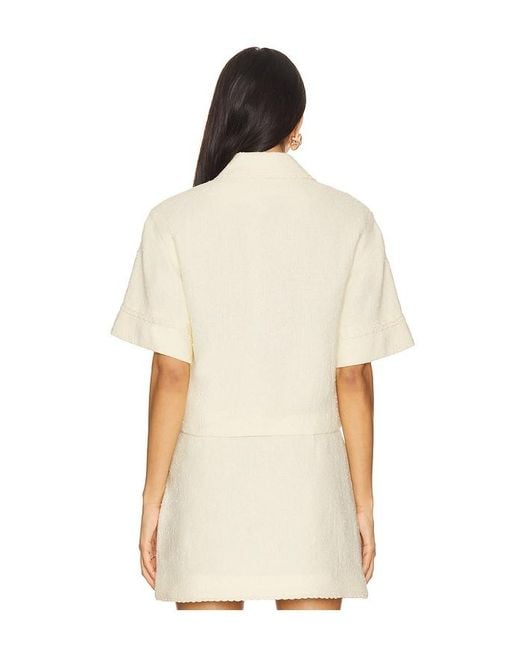 Jonathan Simkhai Natural Khloe Short Sleeve Button Down Top
