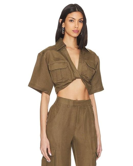 L'academie Brown 'Academie The Chrisa Crop Blouse